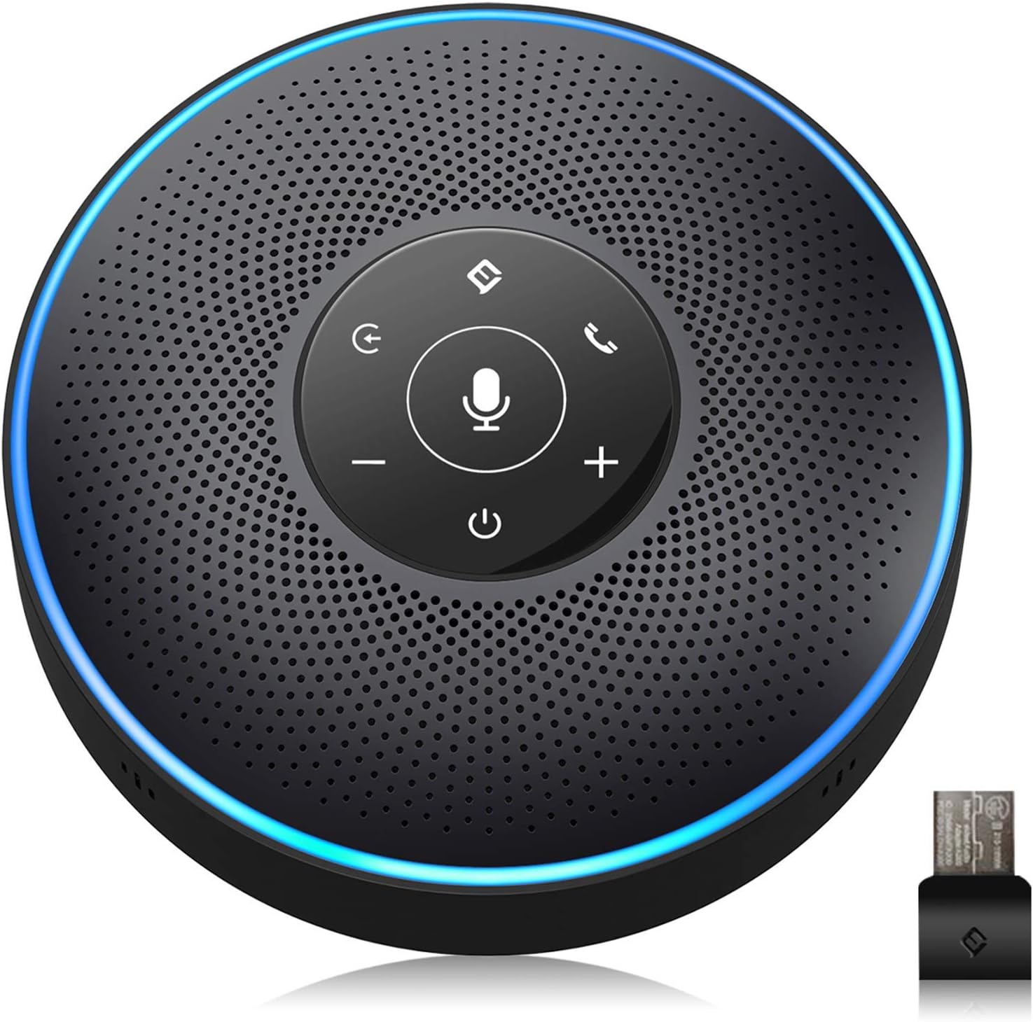 Bluetooth Speakerphone - eMeet M2 Black Conference Speaker for 5-8 People Business Conference 360º Voice Pickup 4 AI Microphone Self-Adaptive Conference Call Speaker Skype USB Speakerphone