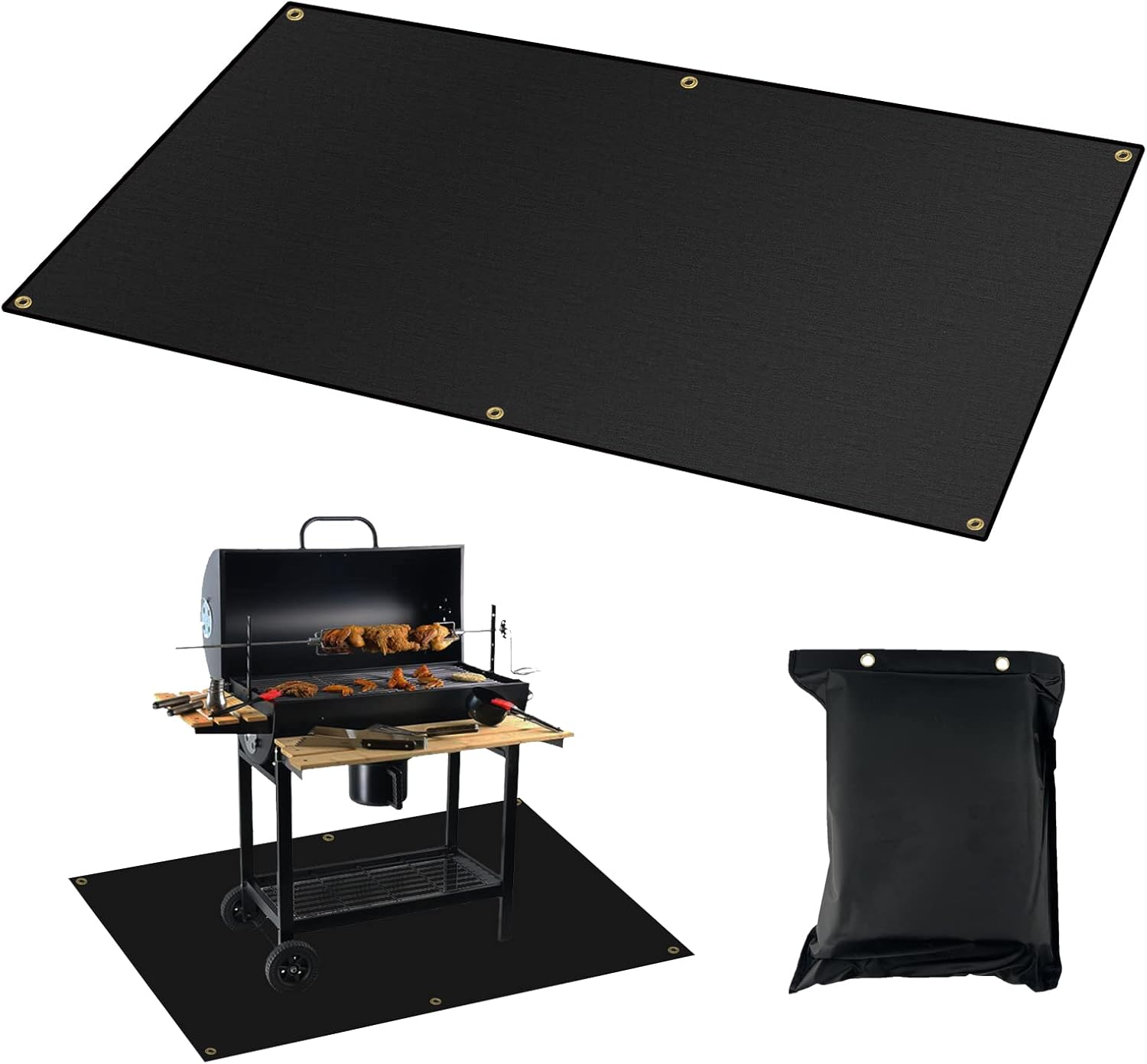 Rectangular Fire Pit Pad Grill Mats Portable Camping Accessories Fireproof Mat Patio Fire Pit Pad Fireproof Mat Deck Protector for Wood Burning Fire Pit & BBQ Smoker Black 40