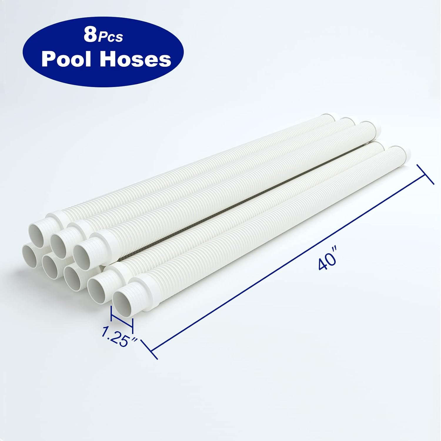 POOLWHALE Vacuum Hose/Replacement Pool Hose -1.5” 8 Hoses for Pool,Spa Pack of 2