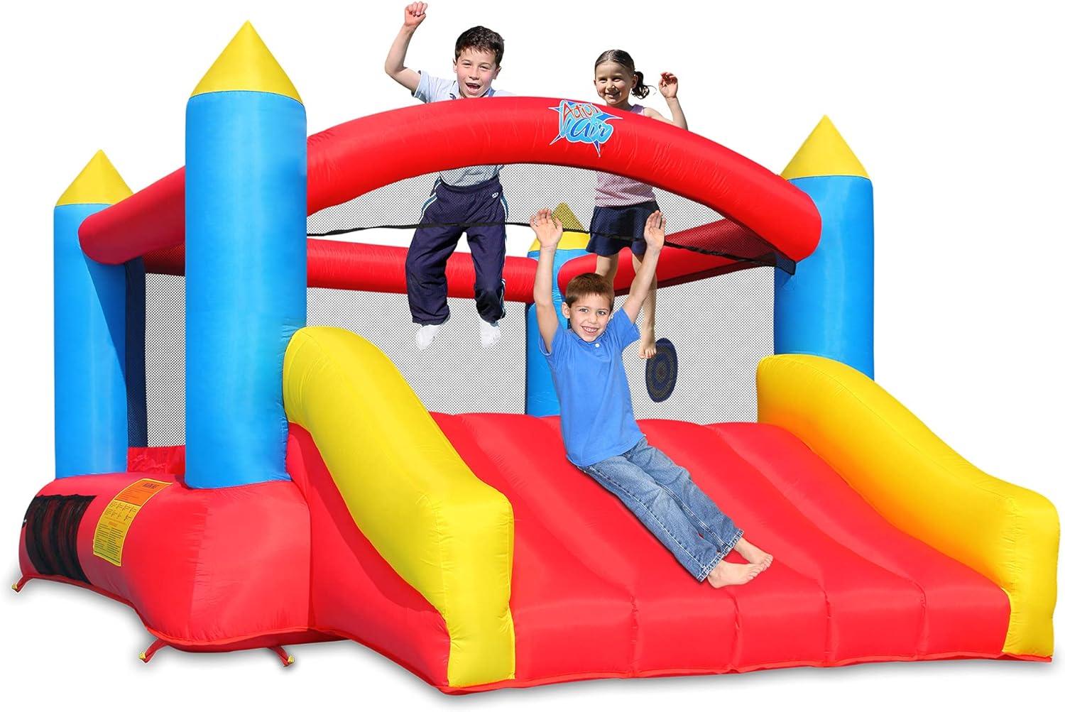 Action air 2021 Version Bounce House, Inflatable Bouncer with Air Blower, Jumping Castle with Slide, Family Backyard Bouncy Castle, Durable Sewn with Extra Thick Material, Idea for Kids(C-9745)