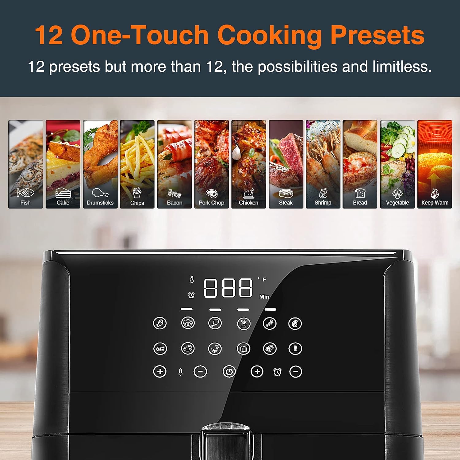 YuuYee Air Fryer, 6.8 Quart (6.5 Liter) Electric Hot Air Fryers Oven Oilless Cooker with LED Digital Screen and Nonstick Frying Pot, 3-Year Warranty,1700W (Black)