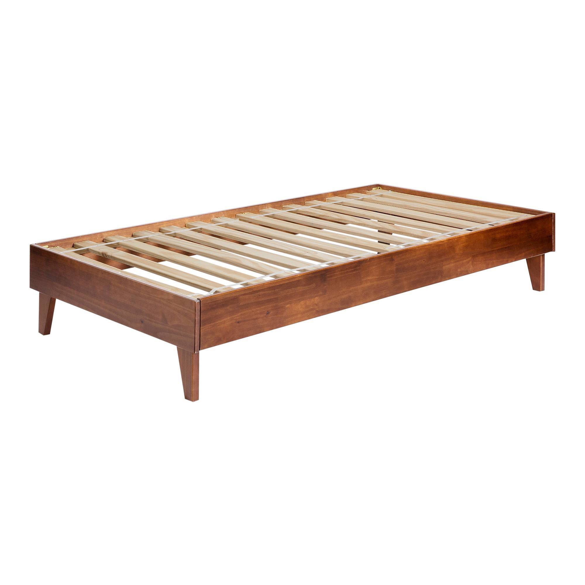 Twin Solid Wood Platform Bed Walnut - Saracina Home