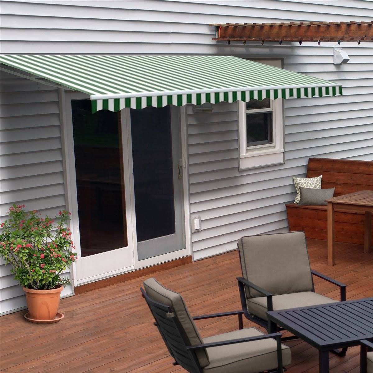 Aleko AW8X6.5GRWHT00 Retractable Patio Awning 8 x 6.5 Feet Green/White