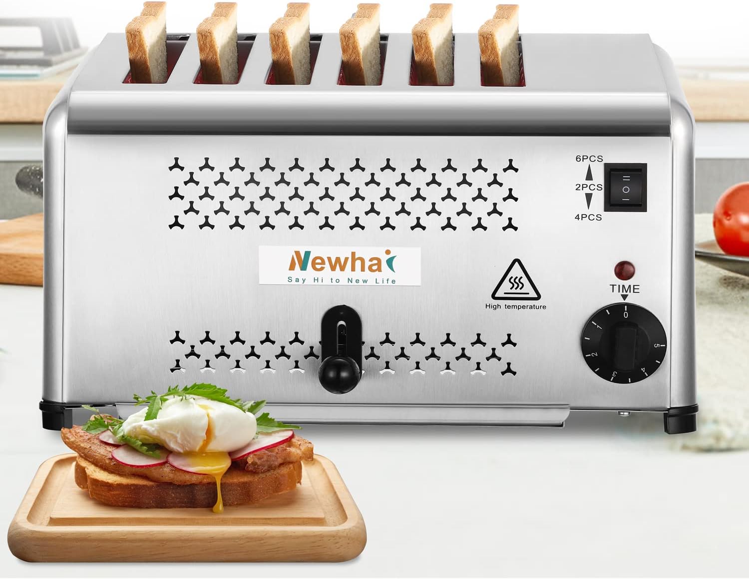 Newhai Commercial Toaster Bread Baking Machine 6 Slices for Restaurant 110V