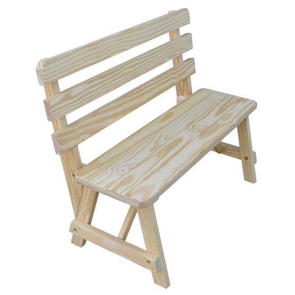 Yellow Pine Traditional Backed Bench 4ft / Cedar Stain