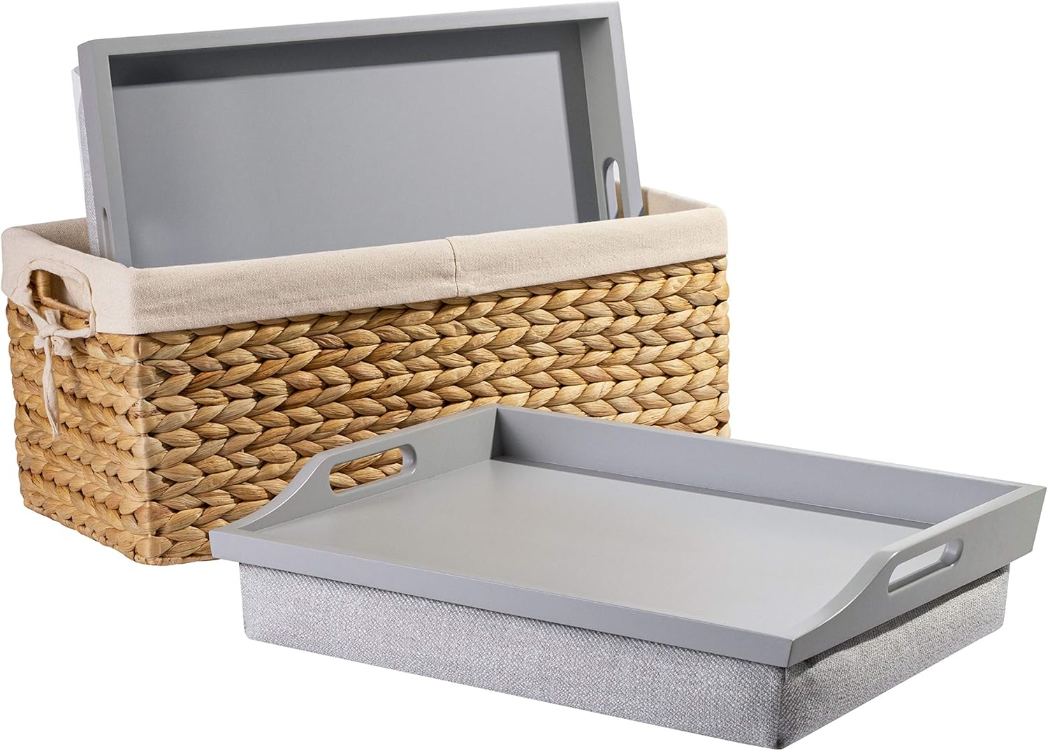 Rossie Home Bamboo Lap Trays with Basket Set - Espresso - Style No. 70102 Pack of 2