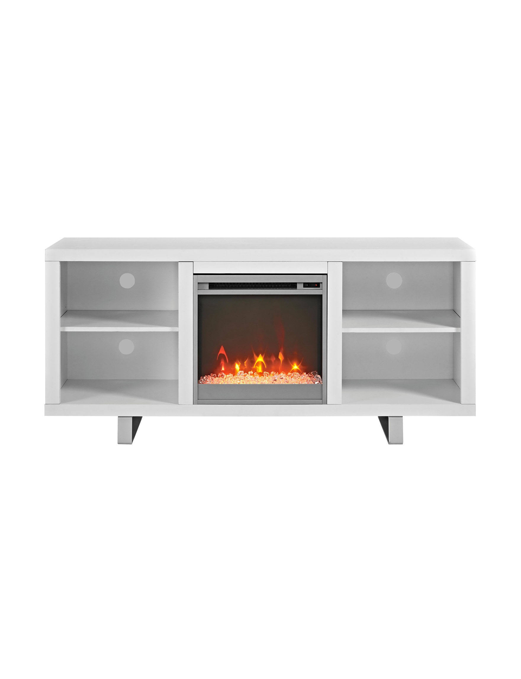 Walker Edison 58x22 Simple Modern Fireplace TV Console - White