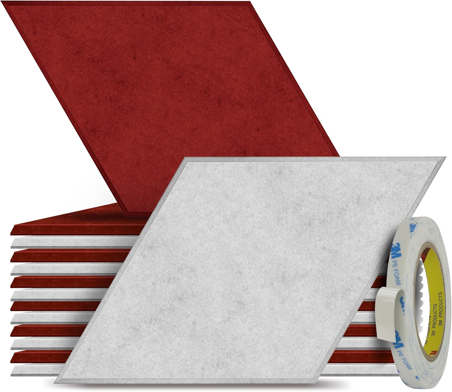 Acoustic Wall Art - 12 Diamond Acoustic Panels | Premium Sound Blocking Panels include 3M Tape | Acoustic Panels Decorative for Home & Office | Geometric Acoustical Wall Panels