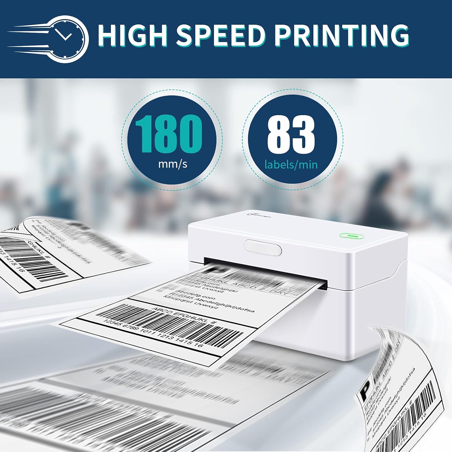 Shipping Label Printer - 180mm/s Wireless Label Printer, 4×6 Commercial Direct Thermal Label Printer for Shipping Packages, Support BT Connection (Contact CS for Driver)