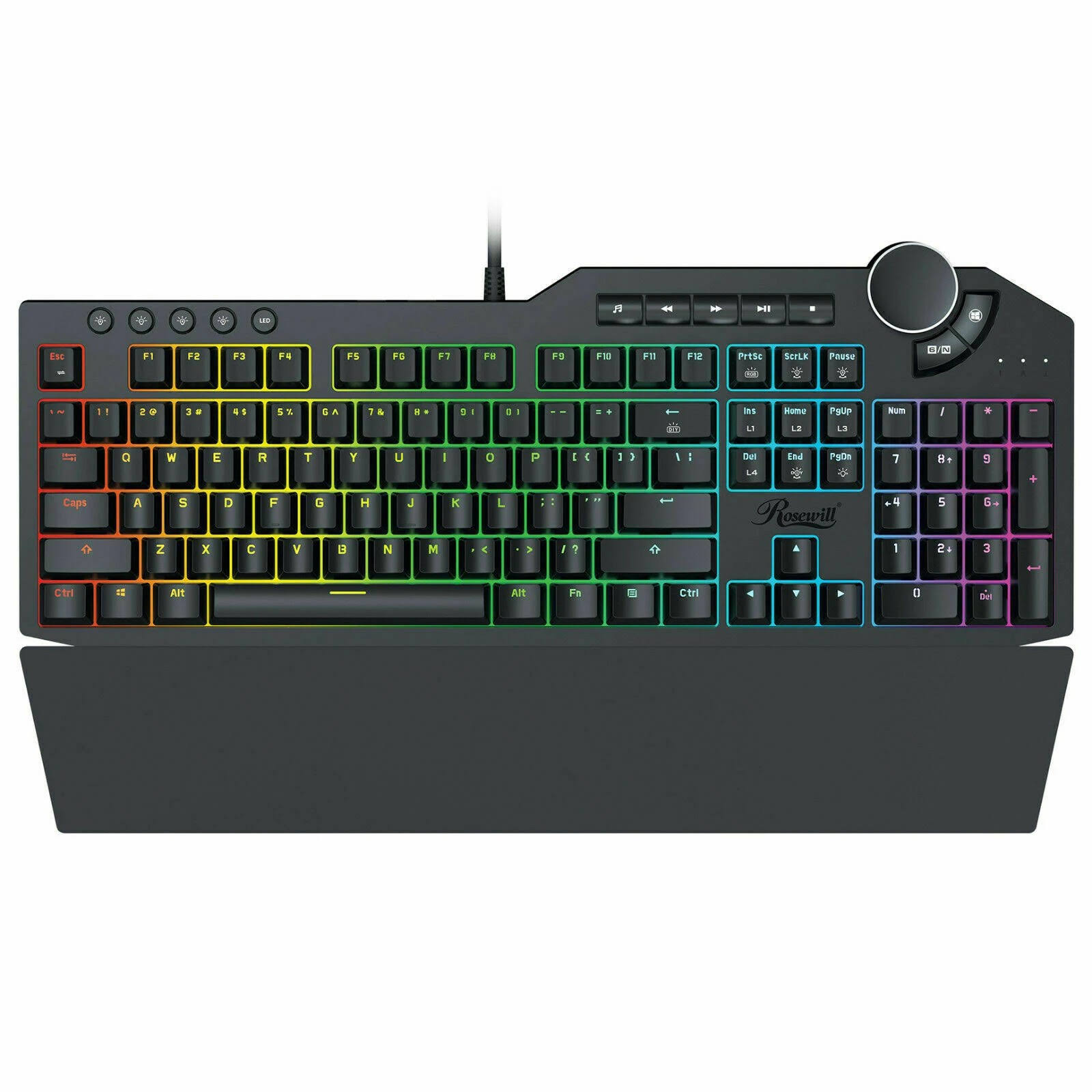 Rosewill Mechanical Gaming Keyboard, 15 RGB Backlit Modes,2-Port USB Passthrough