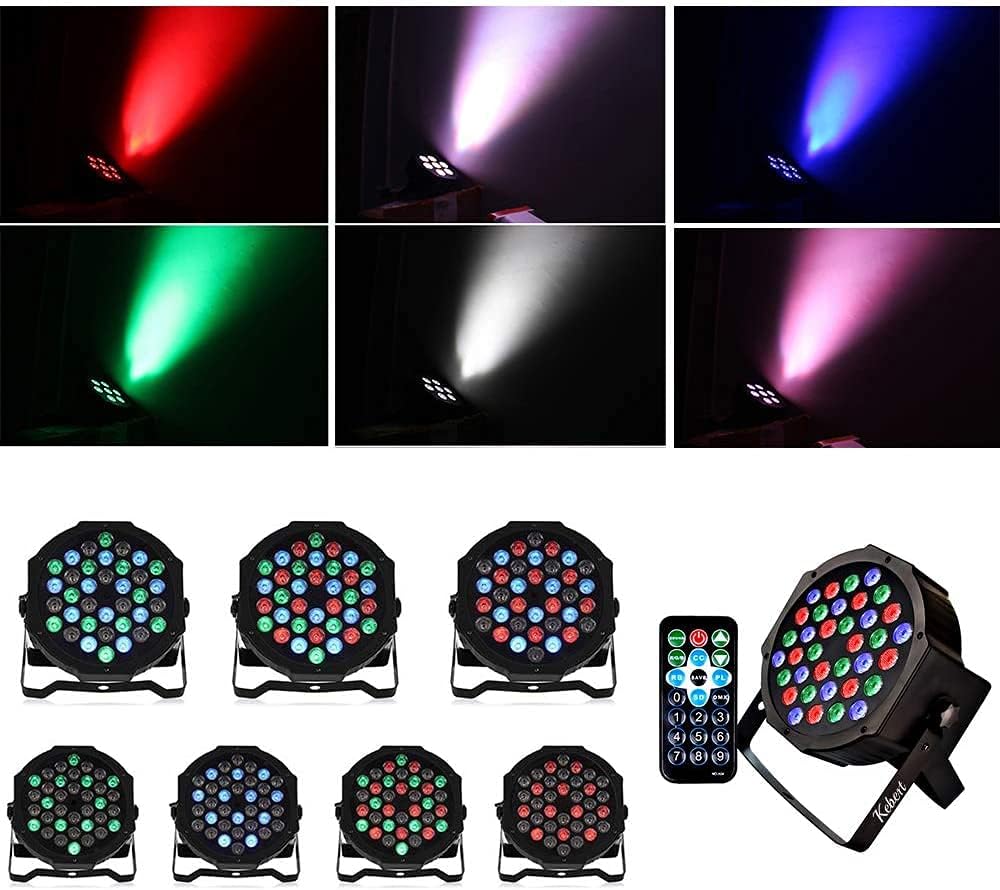 DJ Lights, Kebert 36 Led Par Lights， DJ Stage Lights with Remote Control and DMX, 1W RGB Sound Activated Stage Lights, 9 Modes Par Led flood lights for Wedding Bar Party DJ Show -4 Pack