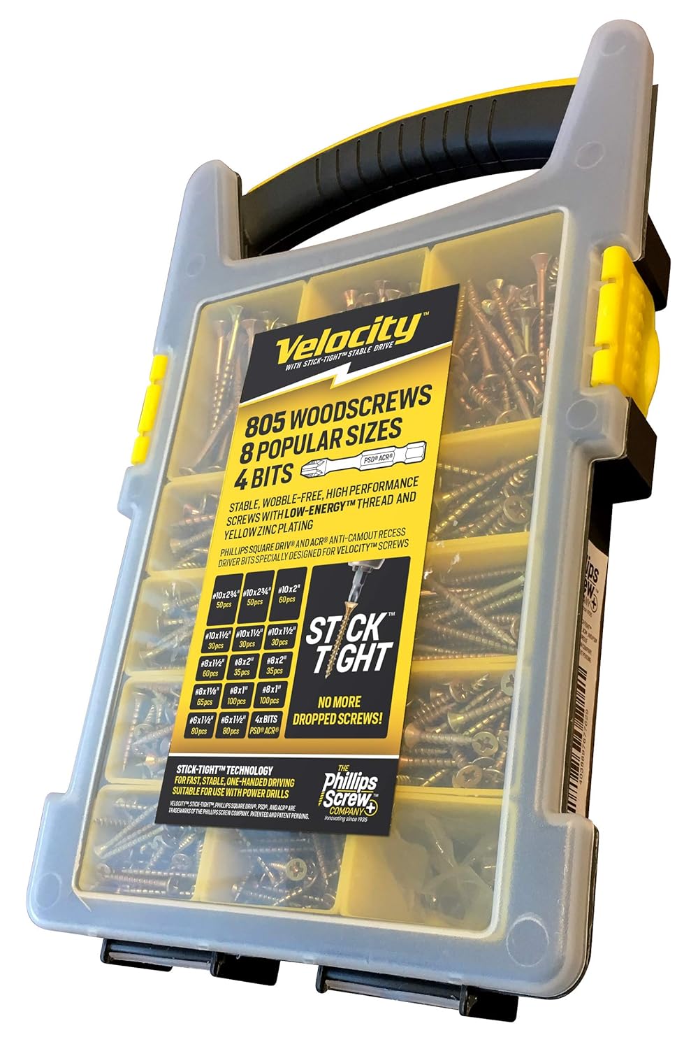 Site-Case Interior Wood Screw Kit Contains 805 Screws in 8 Popular Sizes by Velocity Pack of 2