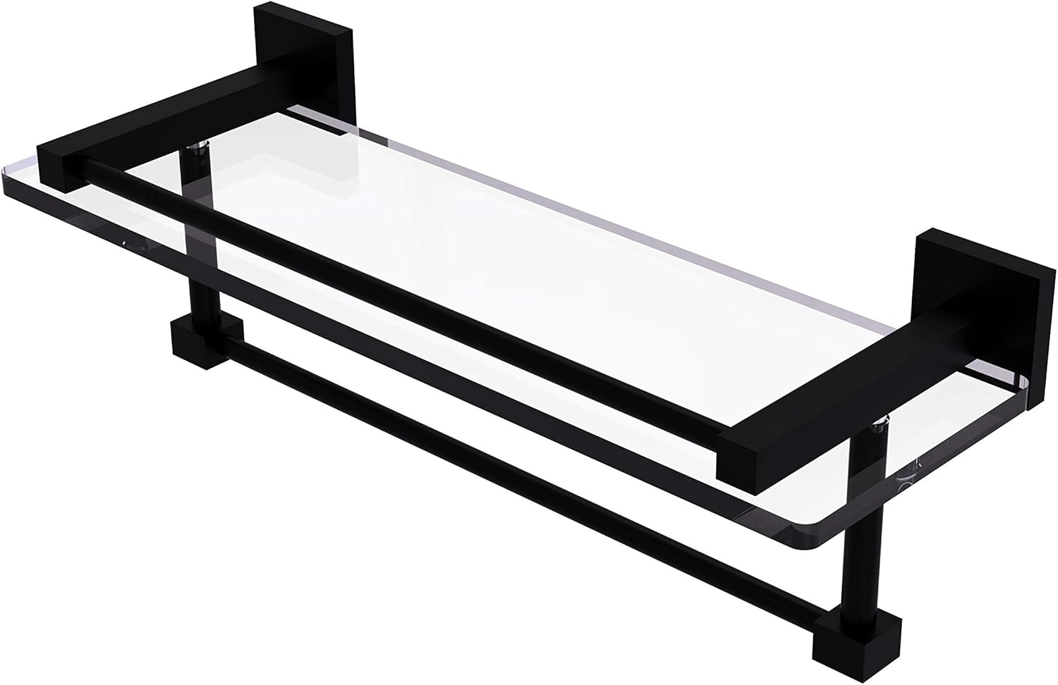 Allied Brass MT-1-16TB-GAL Montero Collection 16 Inch Gallery Towel Bar Glass Shelf, Matte Black
