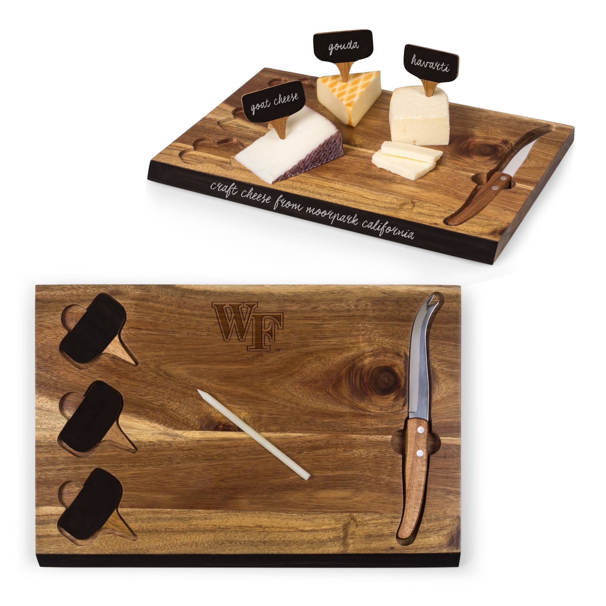 Wake Forest Demon Deacons Delio Acacia Cheese Board and Tools Set