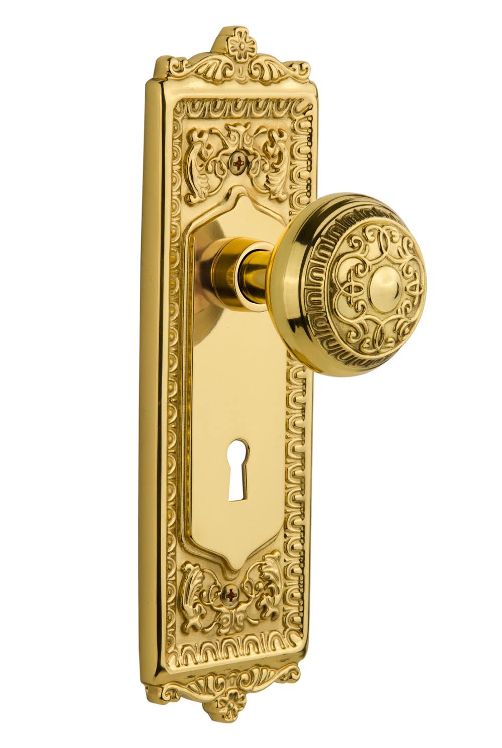 Nostalgic Warehouse Egg and Dart Plate Interior Mortise Egg and Dart Door Knob in Unlacquered Brass