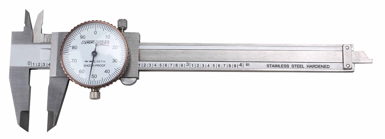 Accusize Industrial Tools 0-4 inch by 0.001 inch Precision Dial Caliper, Stainless Steel, in Fitted Box, P920-S214 Pack of 2