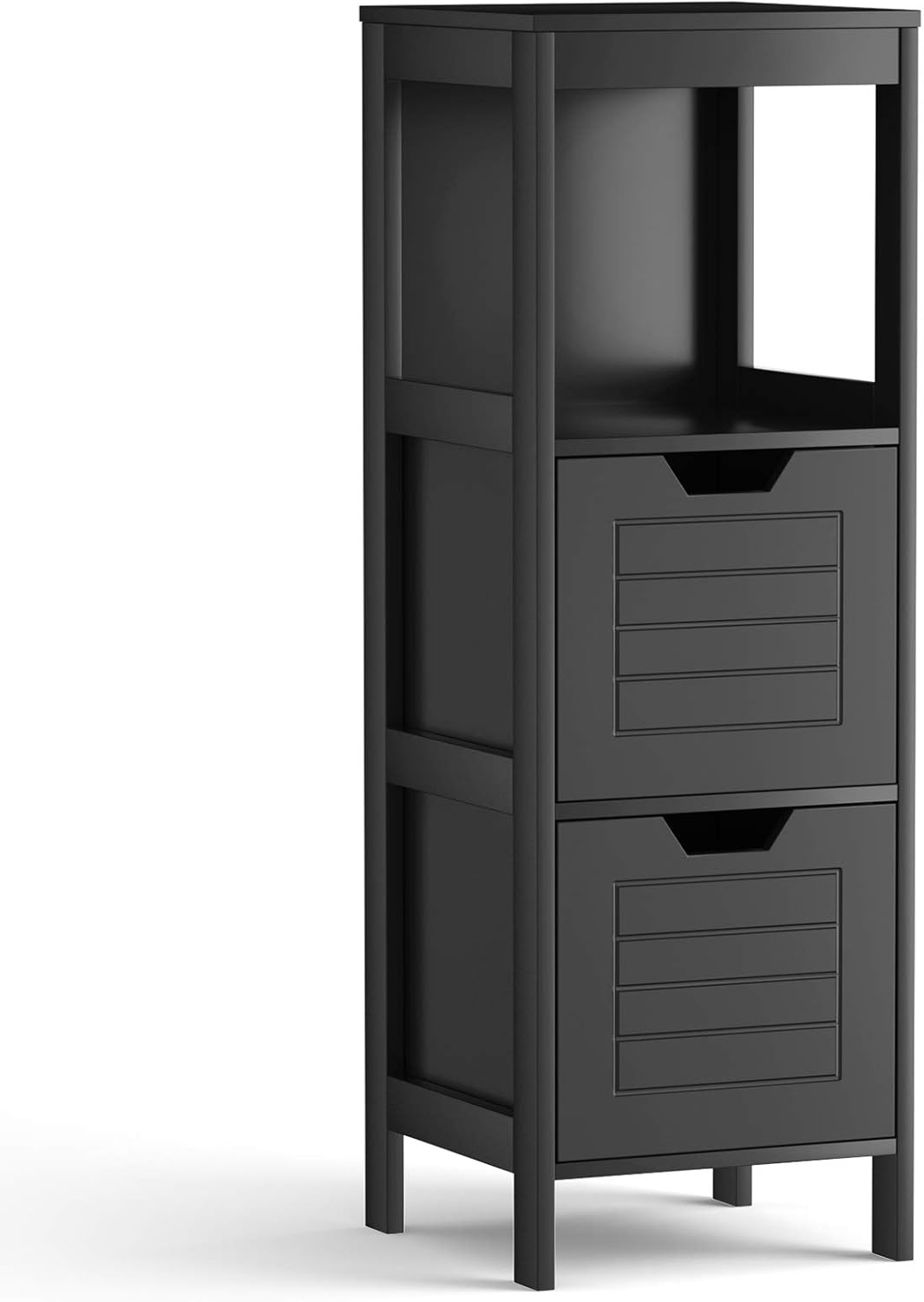 Tangkula Bathroom Floor Cabinet, Multifunctional Wooden Storage Cabinet with 2 Adjustable Drawers, Sturdy Side Cabinet for Home Office Living Room Bathroom Bedroom (Black)