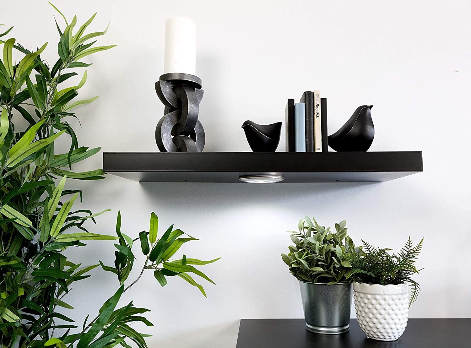 Kiera Grace Kieragrace Stockholm Aberg Led Light Modern Floating Shelf, 24 in, Black Pack of 2