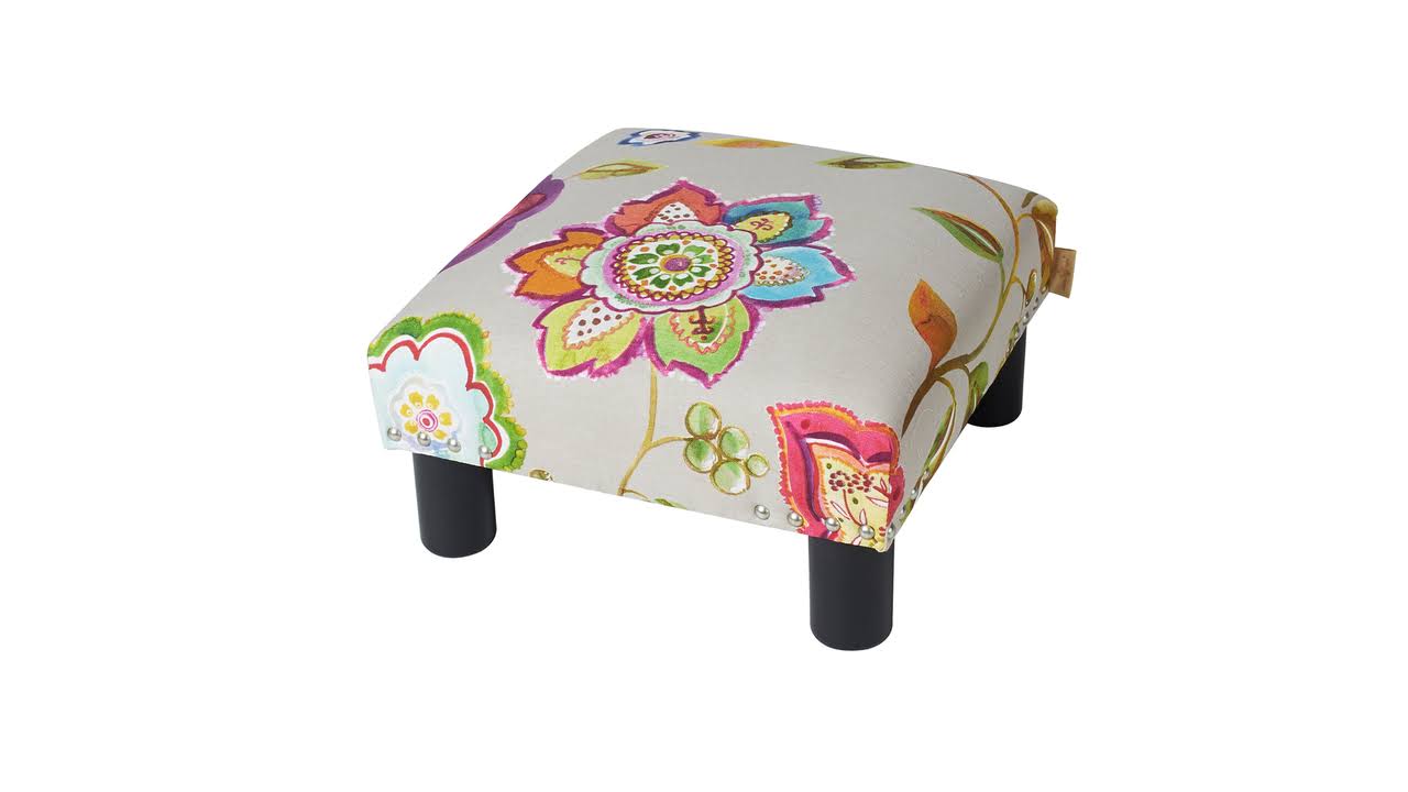 Jules Square Accent Ottoman, Printed, Red, Taupe, u0026 Green by Jennifer Taylor Home