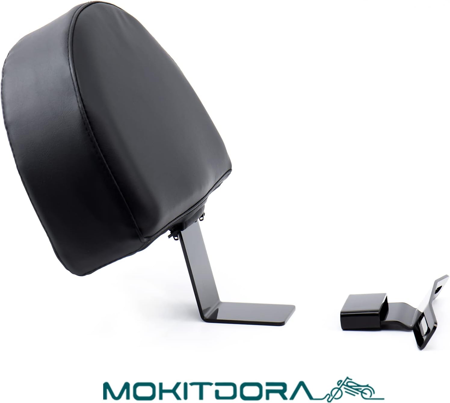 MoKitDora Adjustable Backrest Driver Rider Back Rest Passenger PU Pad for Harley Heritage Softail Fatboy 2007-2017