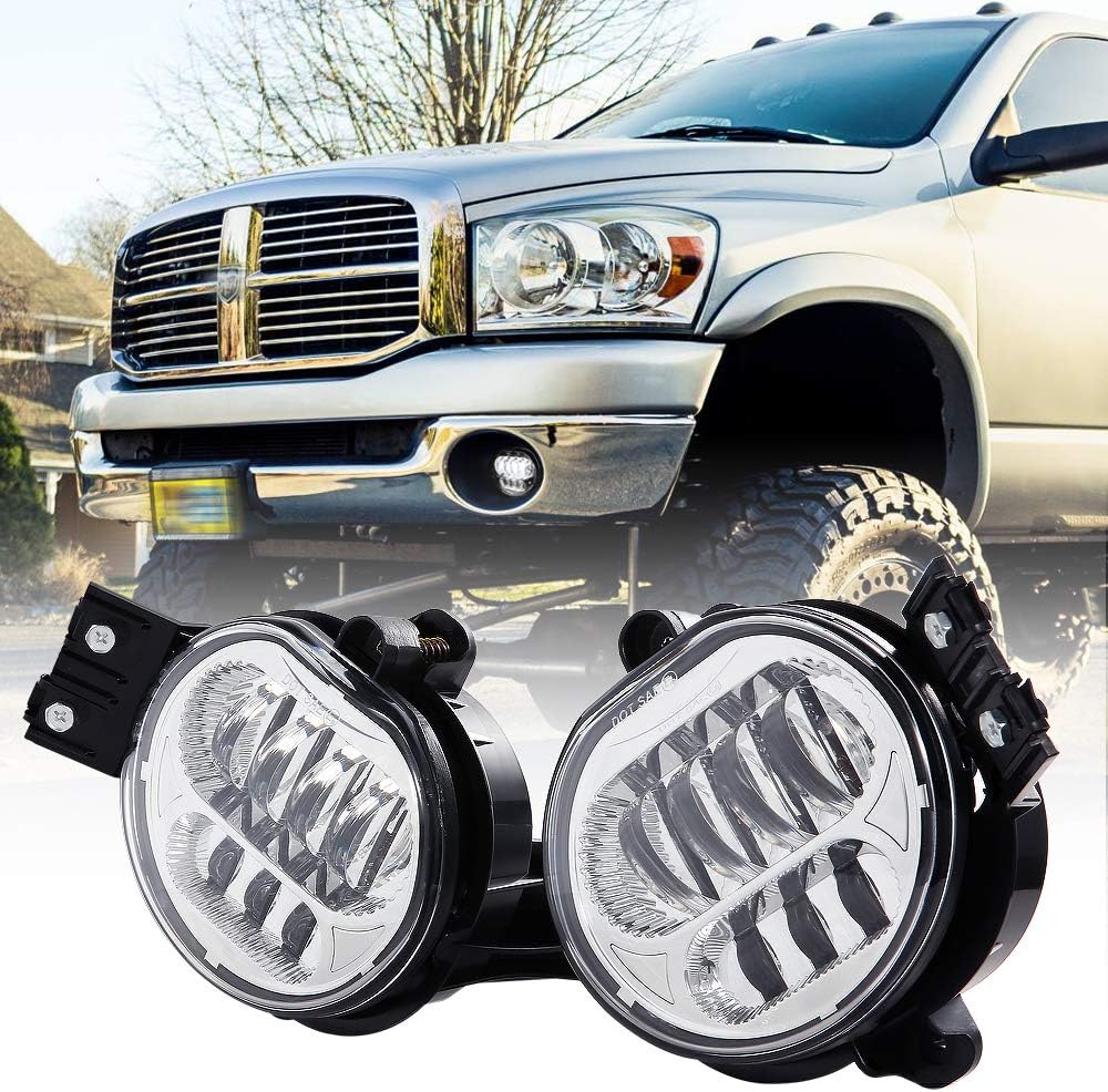 New Version LED Fog Light for Dodge Ram 1500 2002-2008 Dodge Ram 2500/3500 Pickup Truck 2003 2004 2005 2006 2007 2008 2009 -1 Pair Black Pack of 2
