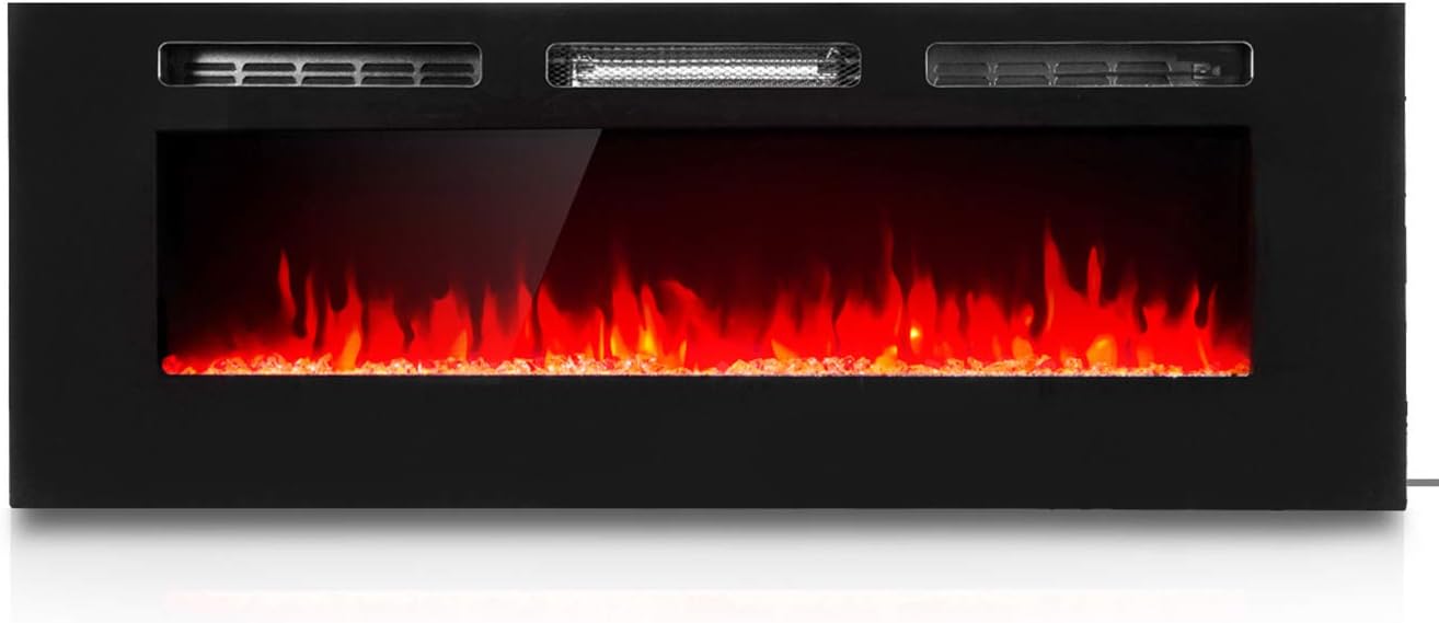 XtremepowerUS Recessed Electric Fireplace Dual in-Wall/Wall Mounted Electric Heater Insert Fireplace 750W 1500W (50