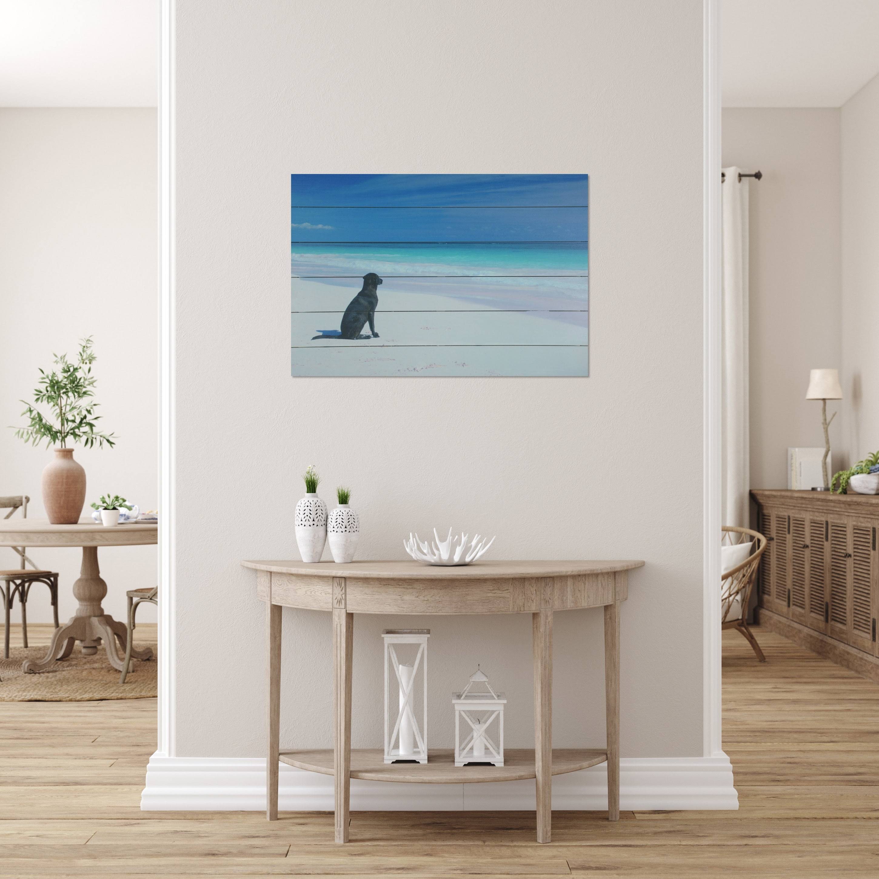 Gallery 57 Dog on Beach Medium Print on Wood Art 18x22 x 26x22