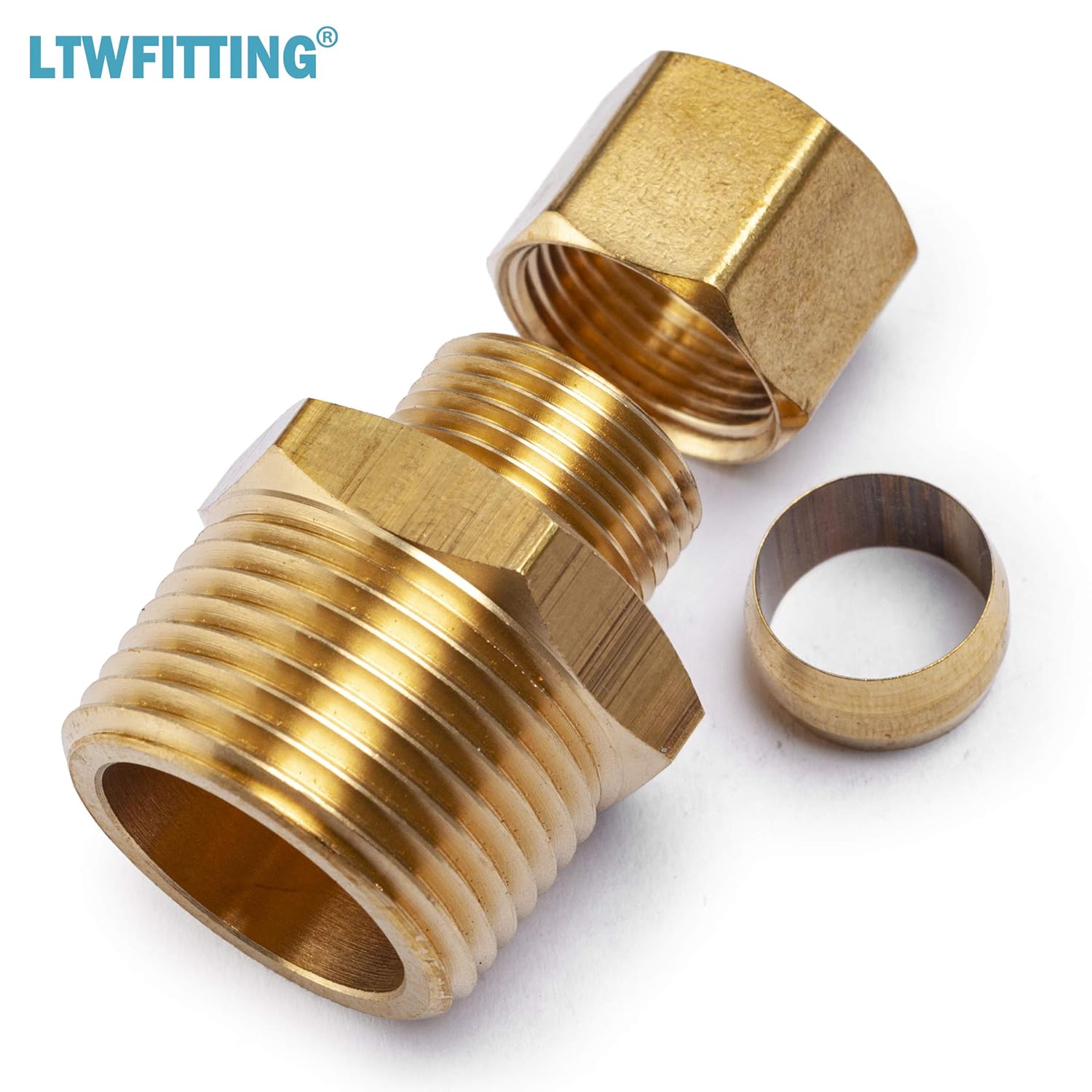 LTWFITTING Brass 1/2-Inch OD x 3/4-Inch Male NPT Compression Connector Fitting(Pack of 20)