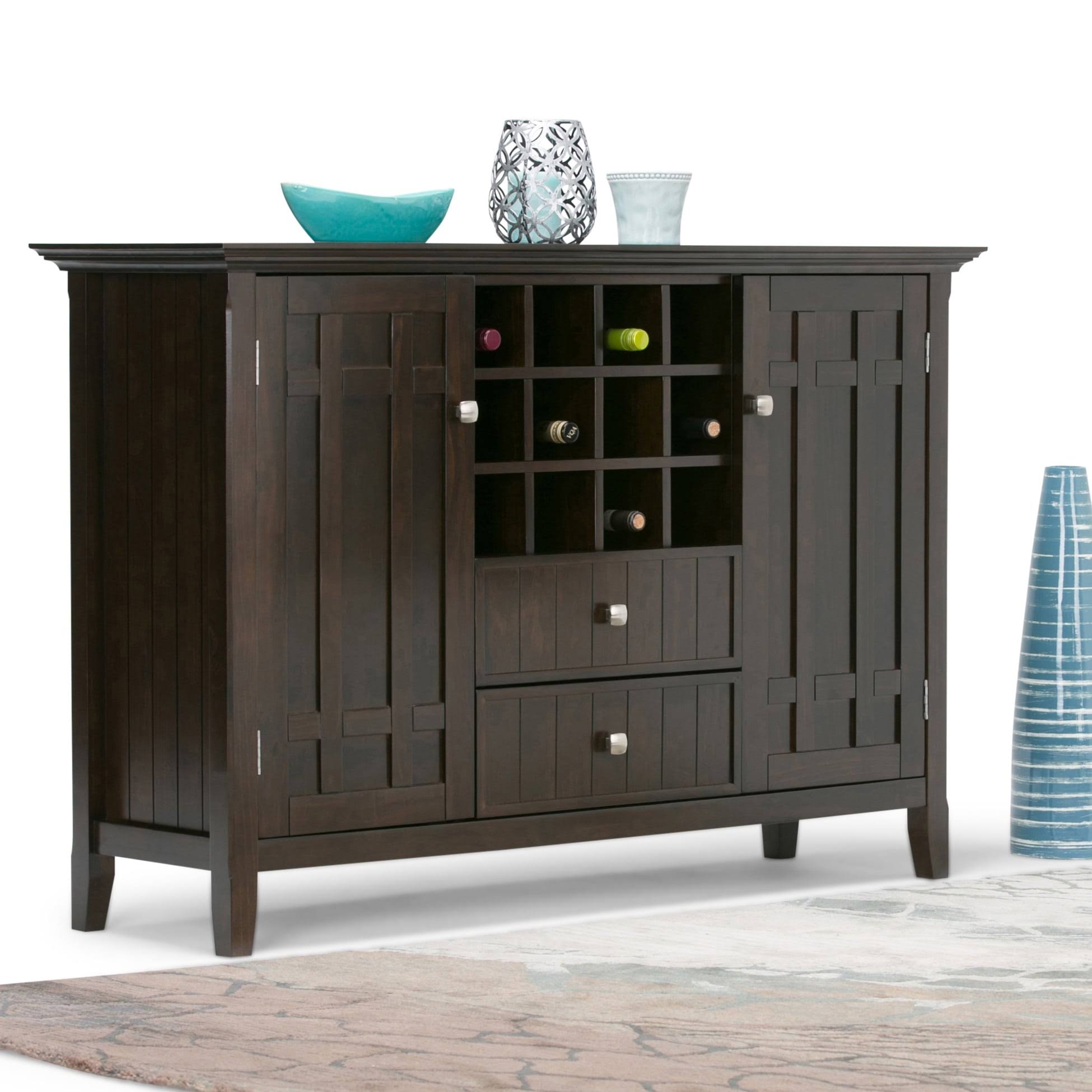 Wyndenhall Freemont Solid Wood 54 inch Wide Rustic Sideboard Buffet and Winerack - 54 W x 17 D x 36 H - Distressed Grey