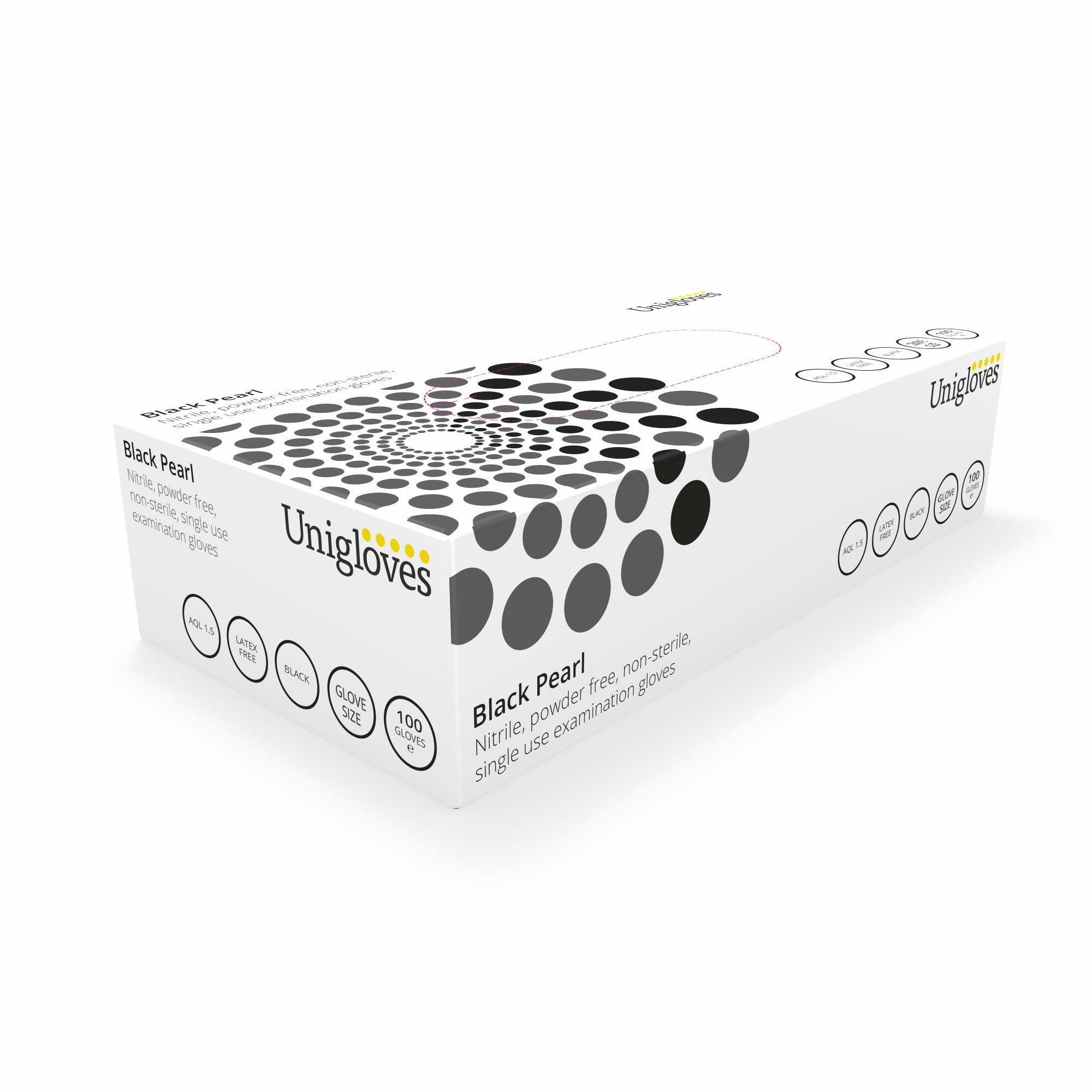 Unigloves Black Pearl Powder Free Disposable Nitrile Gloves - Medium