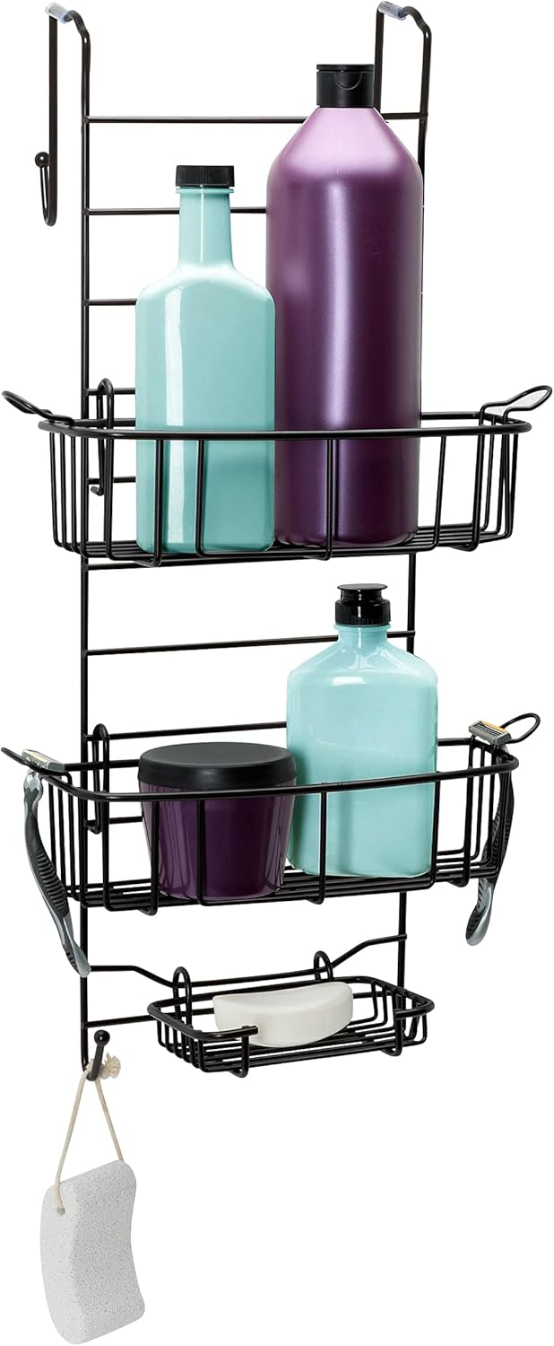 Zenna Home Rust-Resistant Over-The-Shower Door Caddy, Stainless Steel Pack of 2