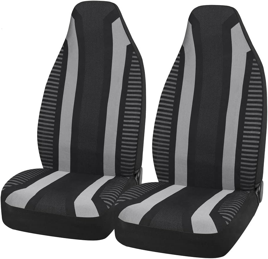 Road Comforts Front Car Seat Covers Low Back - Made with Polyester Cotton Twill - Airbag Compatible, Universal Fits Car, Truck, SUV, Vans(Dark Gray)