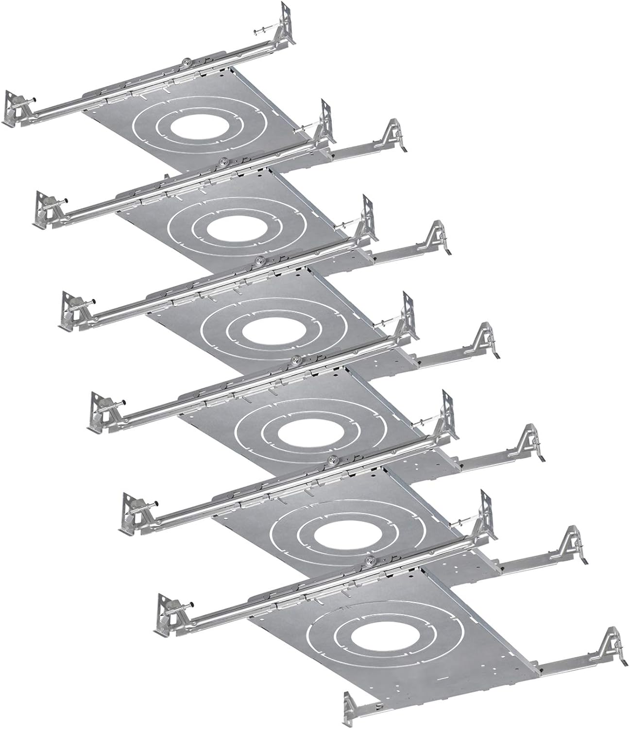 TORCHSTAR New Construction Mounting Plate, 3/4/6 Inch Recessed Lighting Kits, Extendable Hanger Bars, Shallow Recessed Light Housing with Flexible Handle, Pack of 6