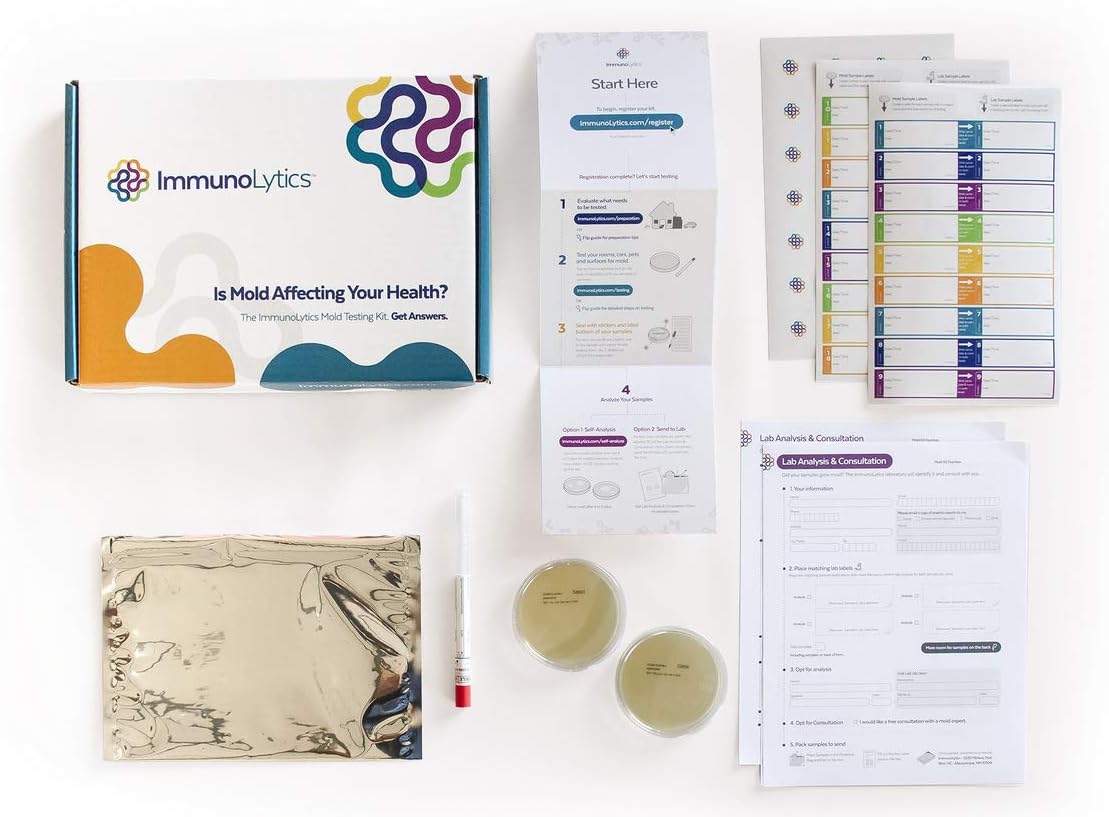 ImmunoLytics DIY Mold Test Kit for Home - Easy to Use Professional Mold Testing Kit - Individual Room Screening Package - Includes Lab Analysis (2 Rooms/Plates) Pack of 2