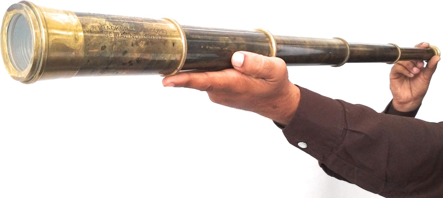 Rare Brass Telescope East India Company 1818 Tracker Spyglass Scope Replica Antique 32 inch Large Vintage Souvenir with Handstitched Leather Case
