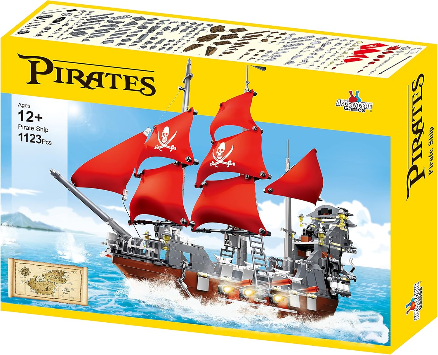 Pirate Ship Building Block Set (1,123 Pieces) Pack of 2