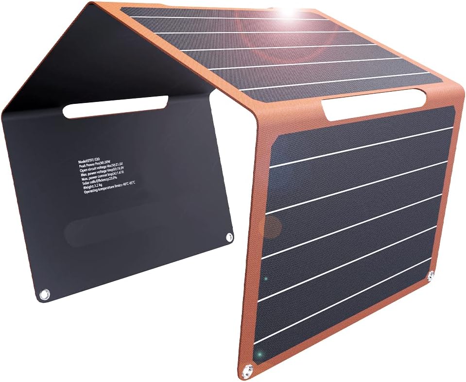 30W Foldable Solar Panel Solar Charger Multiple outputs DC/USB/Type-C for Portable Power Station Generator, Phone, Laptop,Tablets,Power Bank，etc Pack of 2