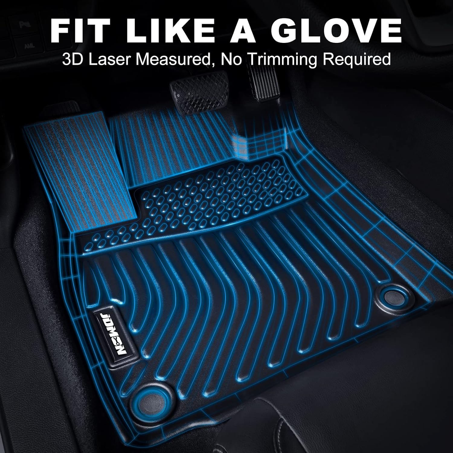 JDMON All Weather Floor Mats Compatible with 2021 2022 Nissan Rogue (No Sport Models), 2 Row Front & Rear Custom Fit TPE Floor Liner Black