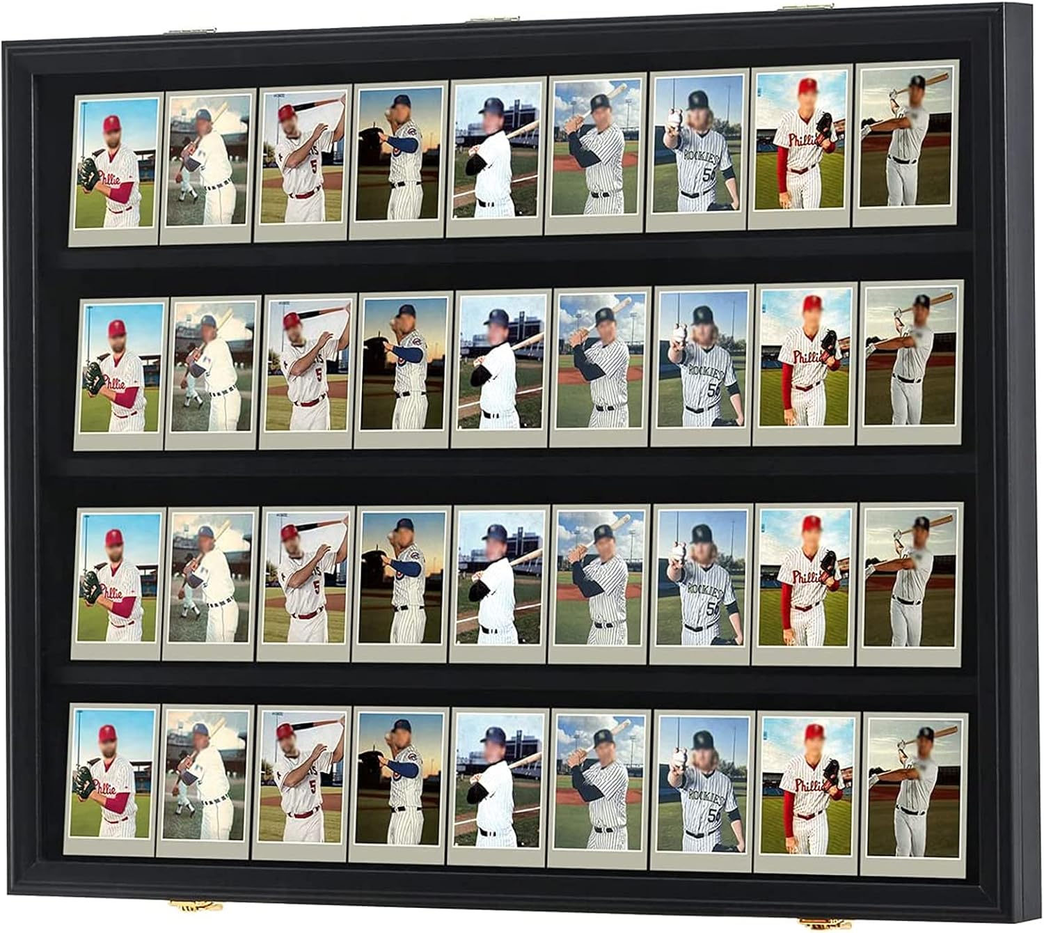 Verani 35 Graded Sports Card Display Case - Baseball Card Display Case - Holds Graded Sport Cards with UV Protection Clear View Lockable Wall Cabinet for Football Basketball Trading Card Black