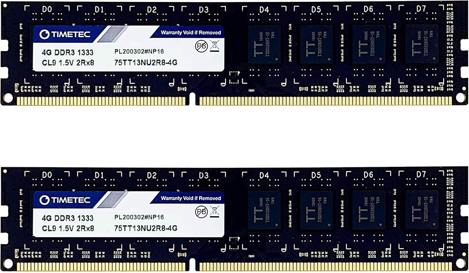 Timetec 8GB KIT(2x4GB) DDR3 1333MHz PC3-10600 Non-ECC Unbuffered 1.5V CL9 2Rx8 Dual Rank 240 Pin UDIMM Desktop PC Computer Memory RAM Module Upgrade (8GB KIT(2x4GB)) Pack of 2