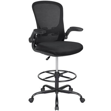 Walnew Mid-Back Drafting Office Chair Adjustable Height Desk Chair Ergonomic Design Office Chair with Flip-Up Armrest and Foot R