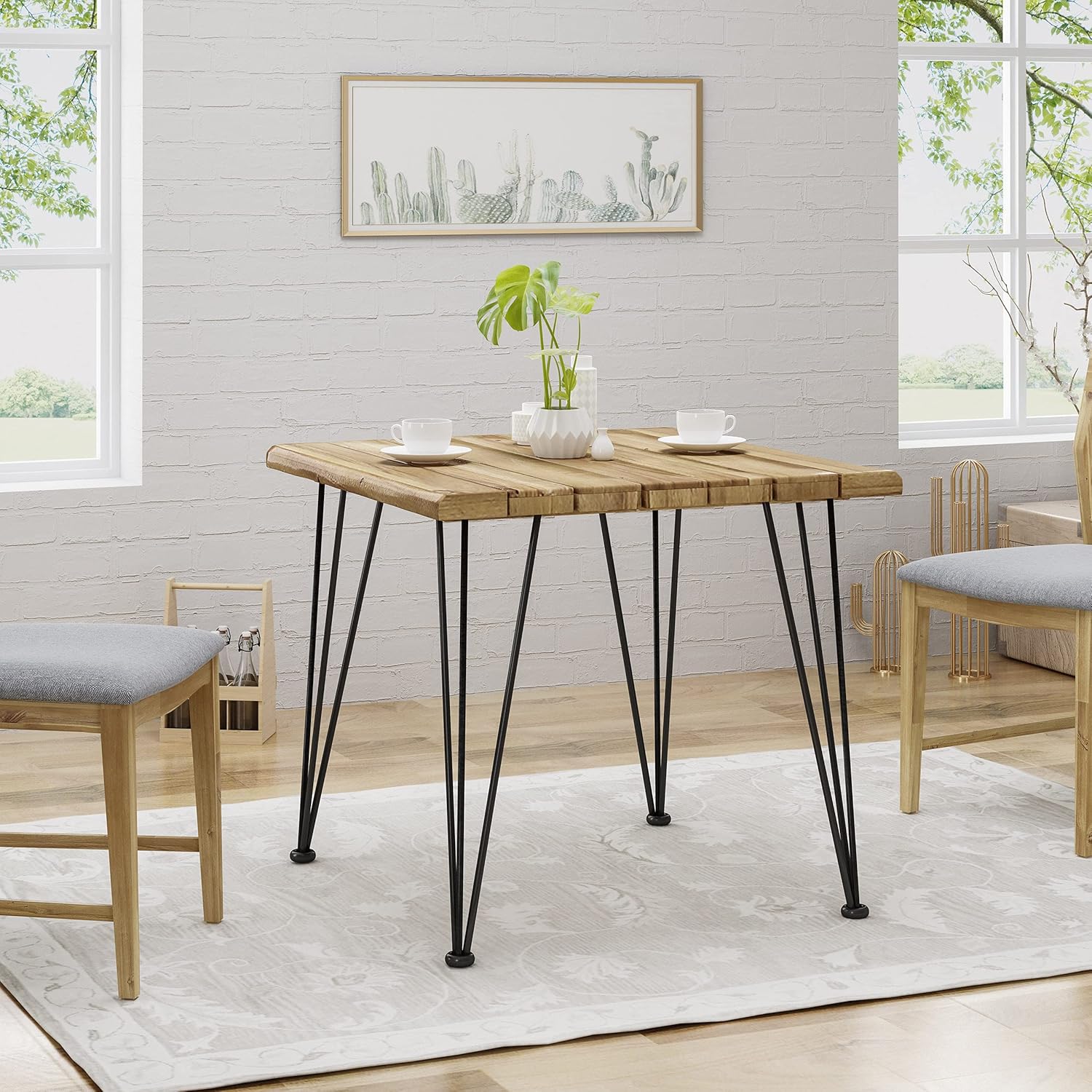 Christopher Knight Home Audrey Indoor Industrial Acacia Wood Dining Table, Teak Finish, Rustic Metal