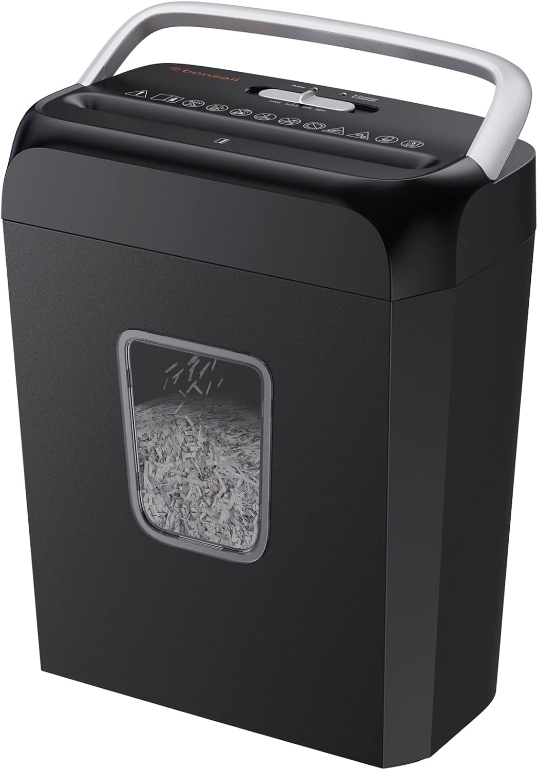 bonsaii Paper Shredder for Home Use,6-Sheet Crosscut Paper and Credit Card Shredder for Home Office,Home Shredder with Handle for Document,Mail,Staple,Clip-3.4 Gal Wastebasket(C237-B) Pack of 2