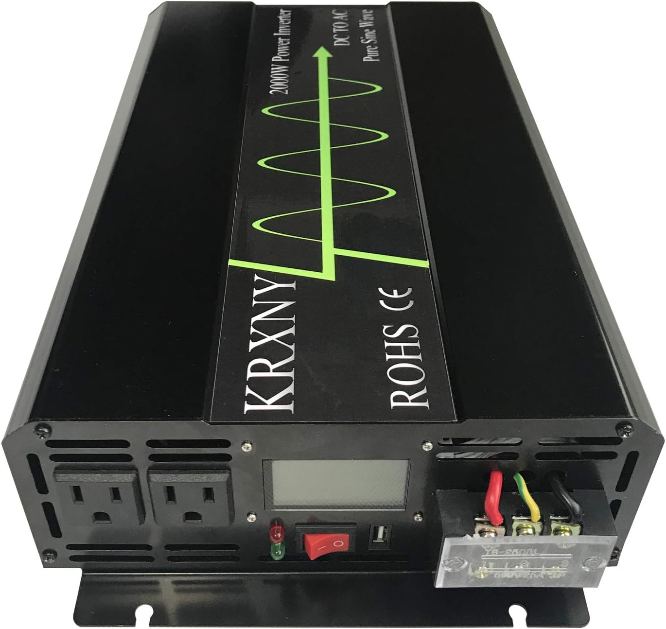 KRXNY 2000W 24V DC to 120V AC 60HZ Pure Sine Wave Off Grid Home Solar Power Inverter Converter with USB Port LCD Display