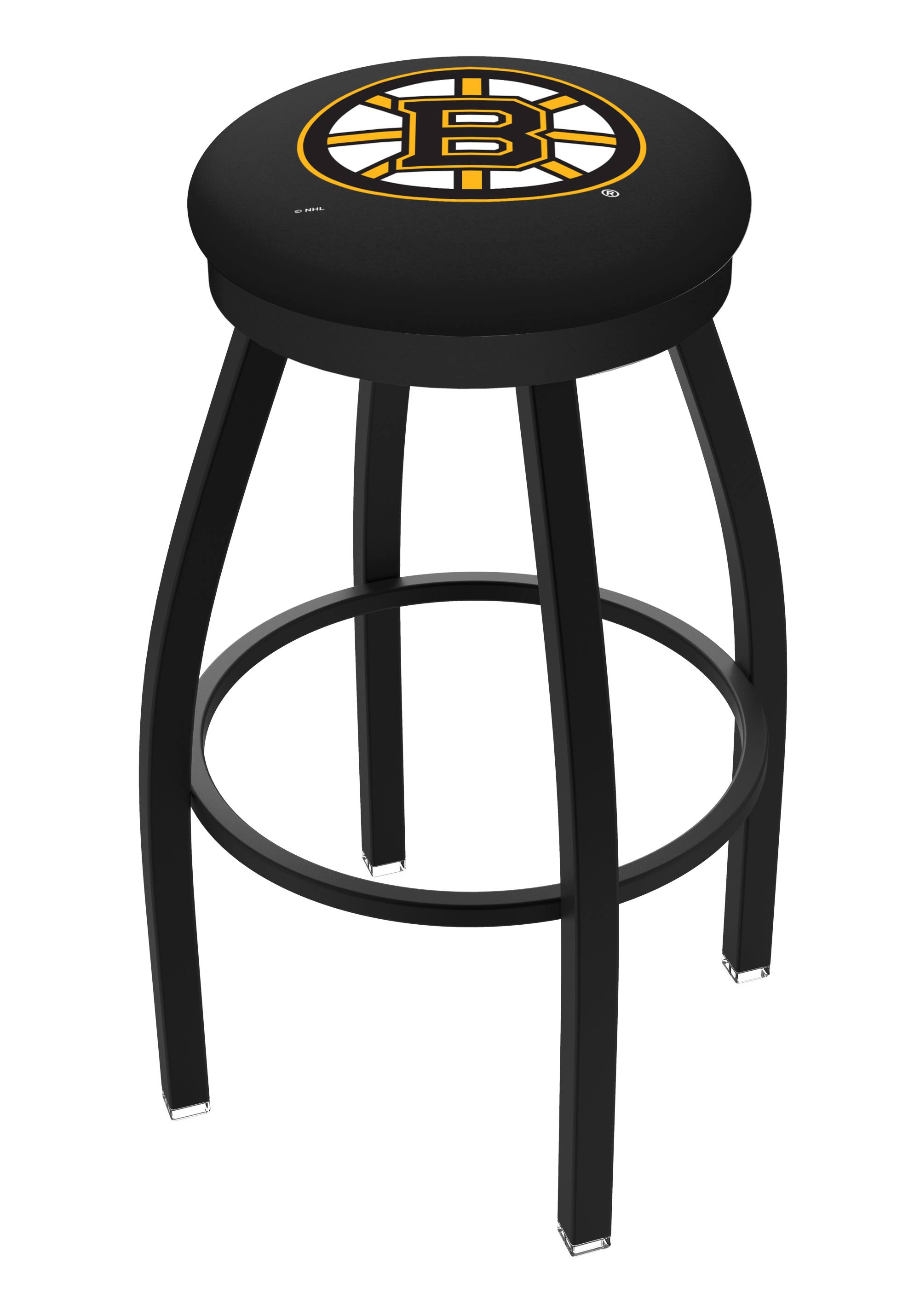 Holland Bar Stool 30x22 Black Wrinkle Boston Bruins Swivel Bar Stool with Accent Ring