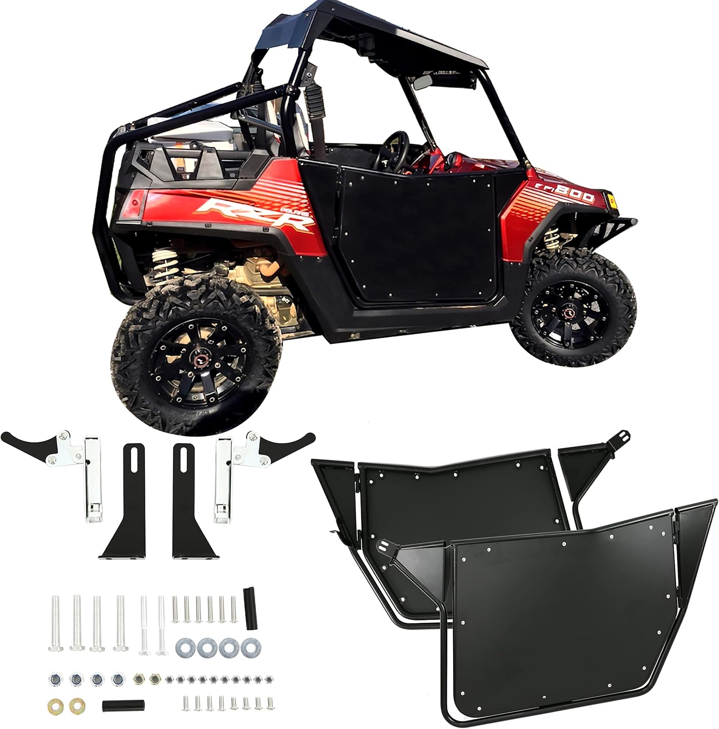UTV Doors Compatible with 2008-2014 Polaris RZR 800, 2009-2014 Polaris RZR-S 800, 2011-2014 Polaris RZR XP 900, 2012-2015 Polaris RZR 570 2-Door Model, Heavy Duty Automotive Style Latch, 2 Pack