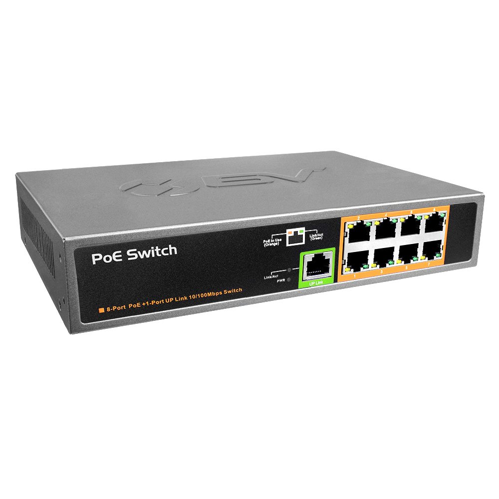 BV-Tech 9 Port PoE+ Switch (8 PoE+ Ports | 1 Uplink Port) – 120W – 802.3af/at Pack of 2