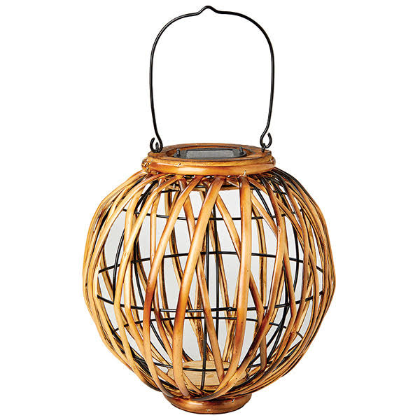 Echo Valley Burnished Wicker Solar Lantern - Each
