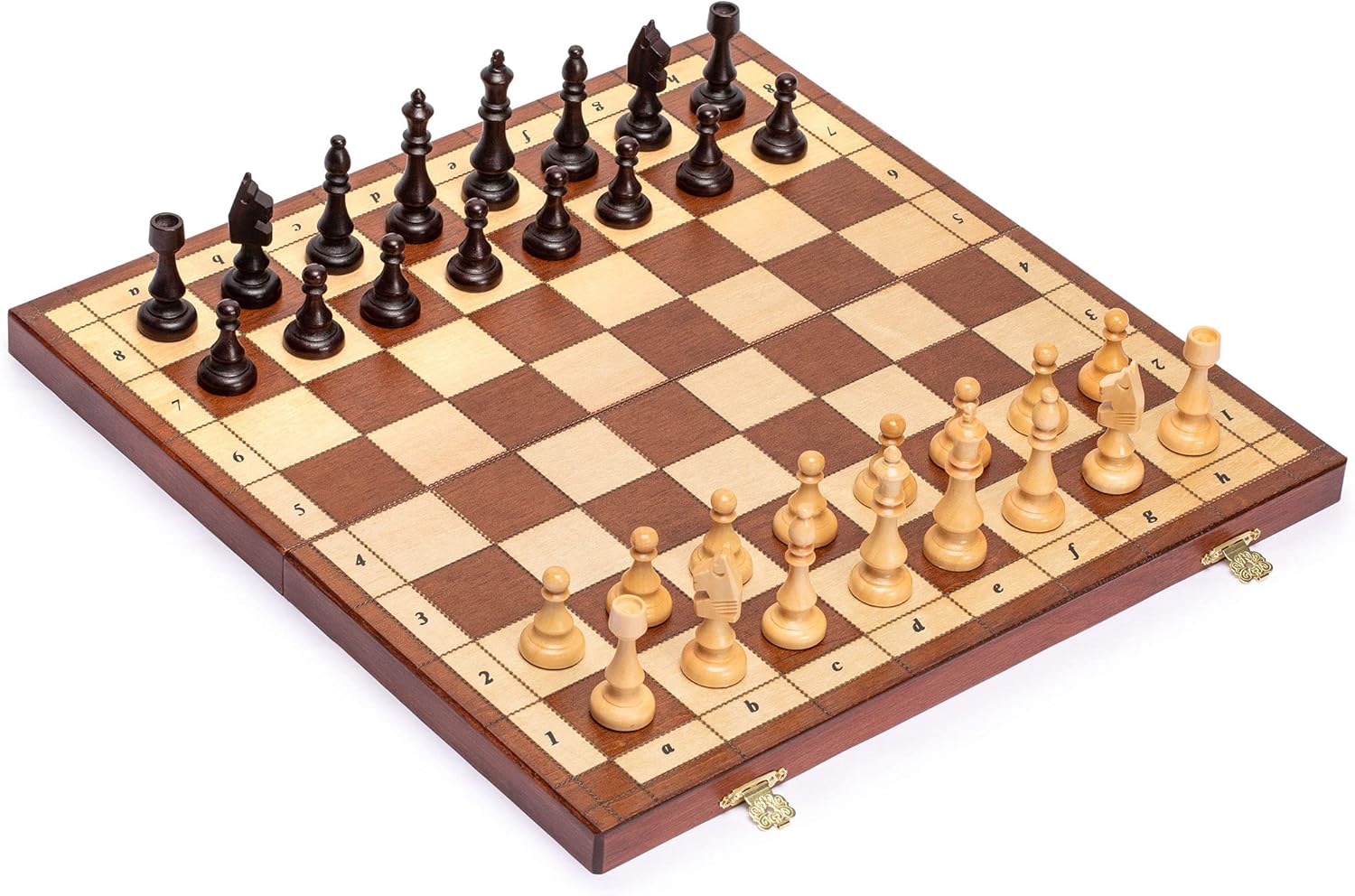 Husaria Large Magnetic Wooden Chess Game Set with 15-Inch Folding Board and Felt-Bottom Schima Wood Chessmen Pack of 2