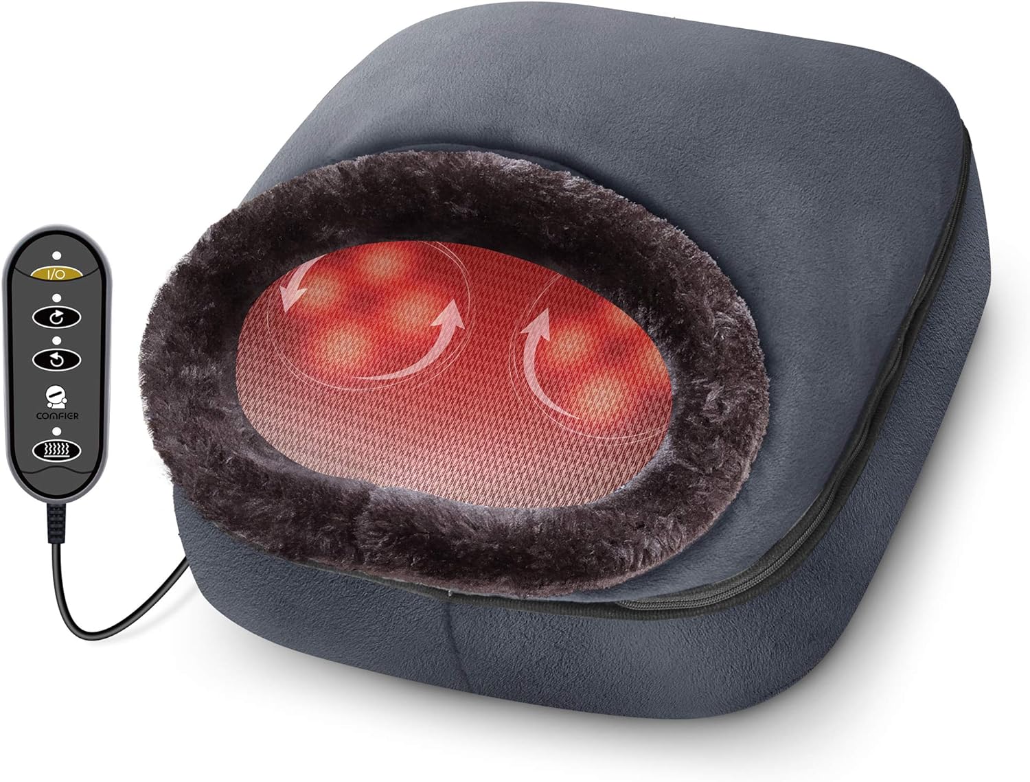 Comfier Shiatsu Foot Massager with Heat, Foot Warmer with Heating Pad, Electric Feet Massager for Foot Relax, Kneading Back Massager for Back Pain, Feet Warmer for Foot Stress Relief (Black) Pack of 2